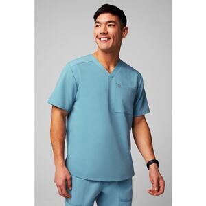 Fabletics Helix Scrub Top Mens Size 2X Wave Blue Medical